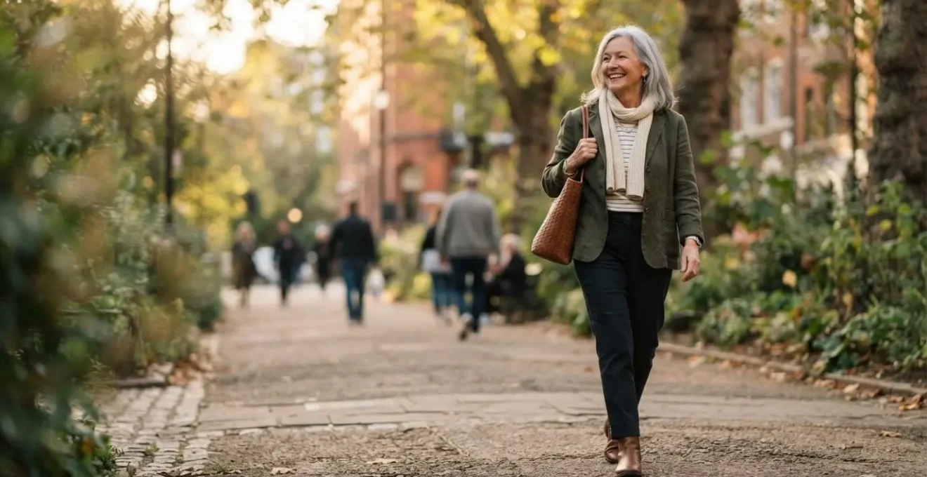 Personne âgée active et souriante incarnant la rupture avec les stéréotypes liés à l'âge, dans une posture confiante et dynamique
